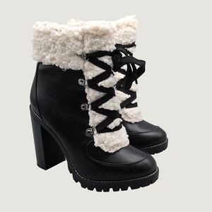 BCBGeneration Paloma Boots Womens Black Faux Fur Lace Up  8.5M|39